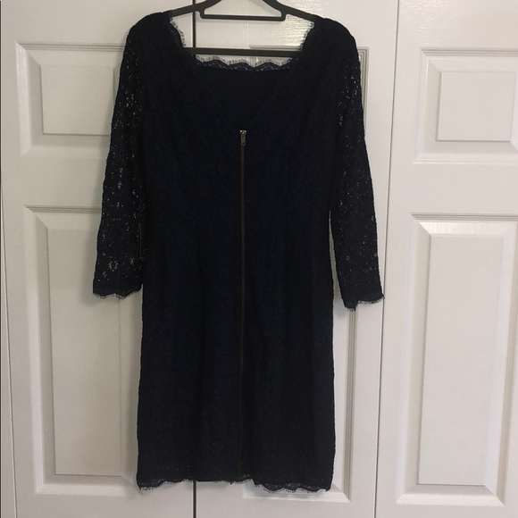 NWT Adrianna Papell 3/4 Sleeve Navy Lace Dress 10 - Picture 2 of 8